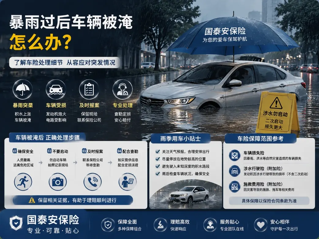 暴雨过后车辆被淹怎么办?车主容易忽略的车险处理细节(图1) 暴雨过后车辆被淹怎么办?车主容易忽略的车险处理细节(图1)