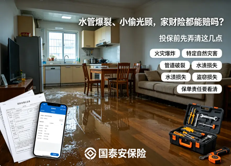 水管爆裂、小偷光顾,家财险都能赔吗?(图1) 水管爆裂、小偷光顾,家财险都能赔吗?(图1)